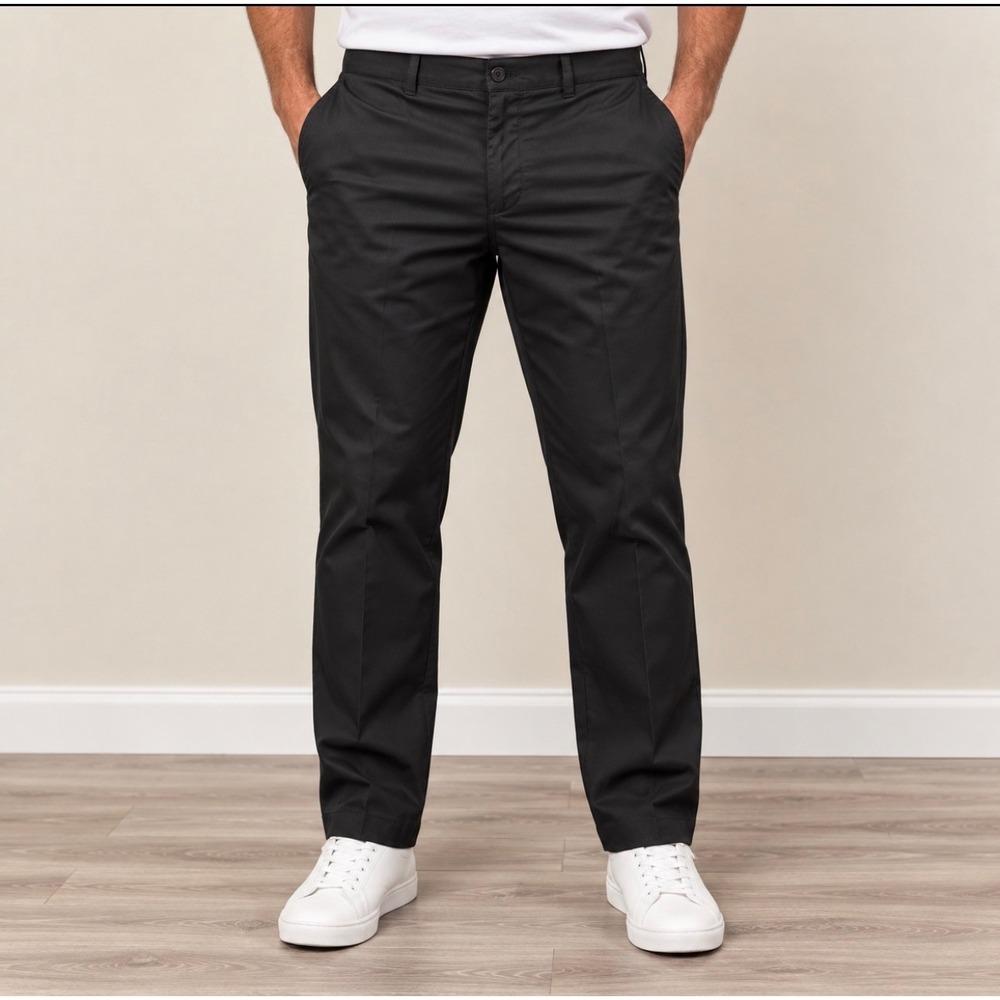 PGA Tour Golf Pants MENS 38x32 Black Good Performance Stretch Flat Front Chino
